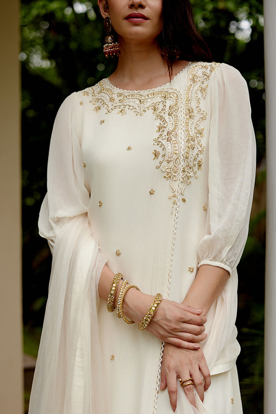 Ivory Elora Embroidered Sharara Set
