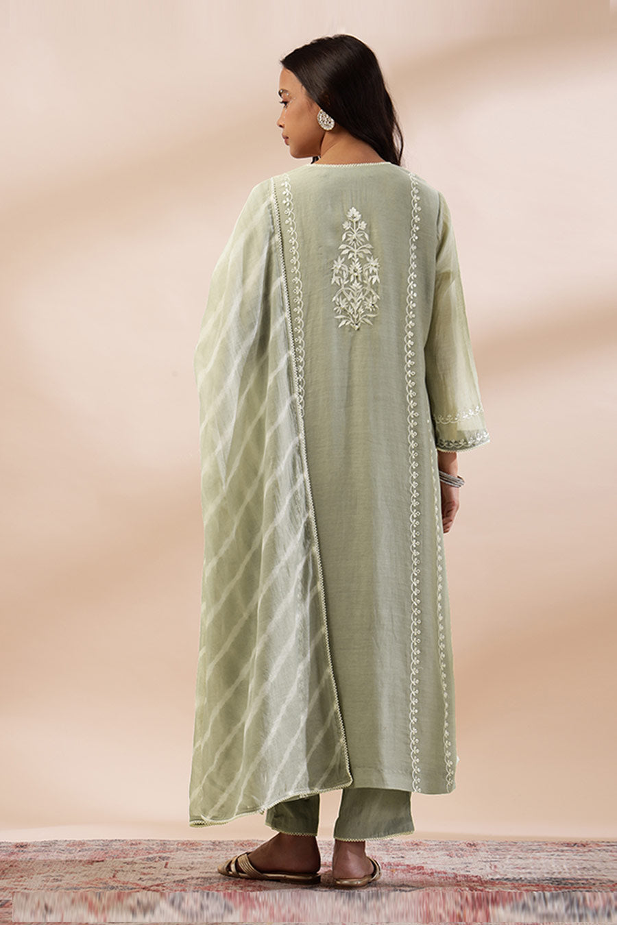 Sage Green Inara Embroidered Long Kurta Set