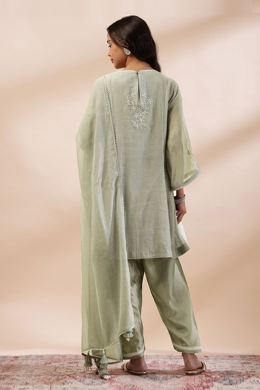 Sage Green Bloom Embroidered Kurta Set