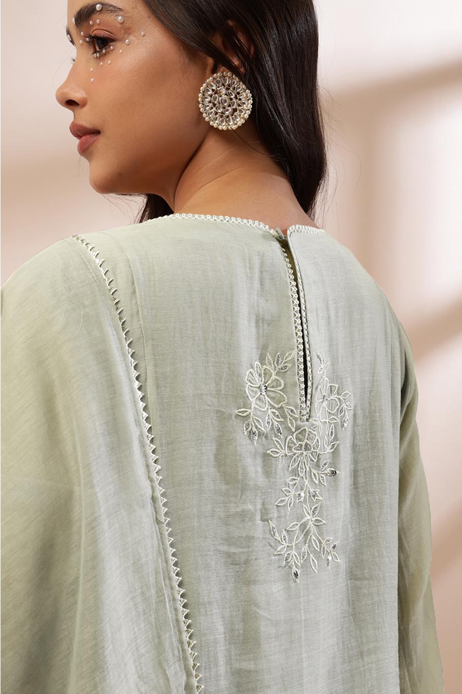 Sage Green Bloom Embroidered Kurta Set