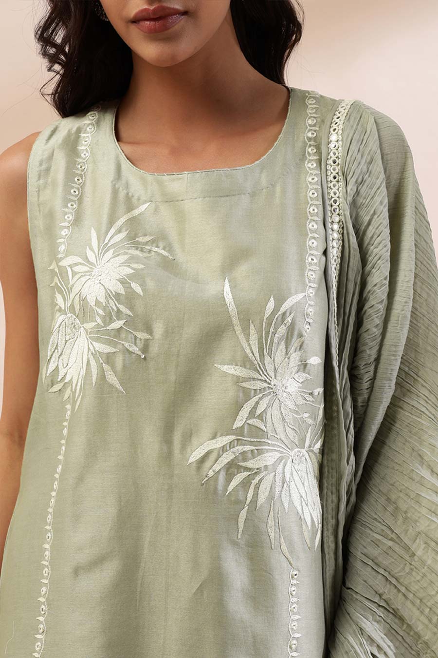 Sage Green Zaira Embroidered Sharara Set