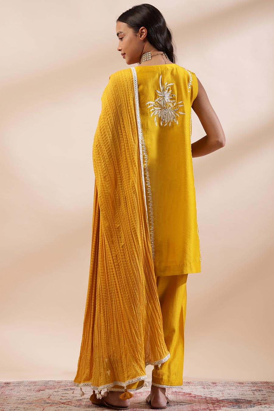 Mustard Zaira Embroidered Short Kurta Set