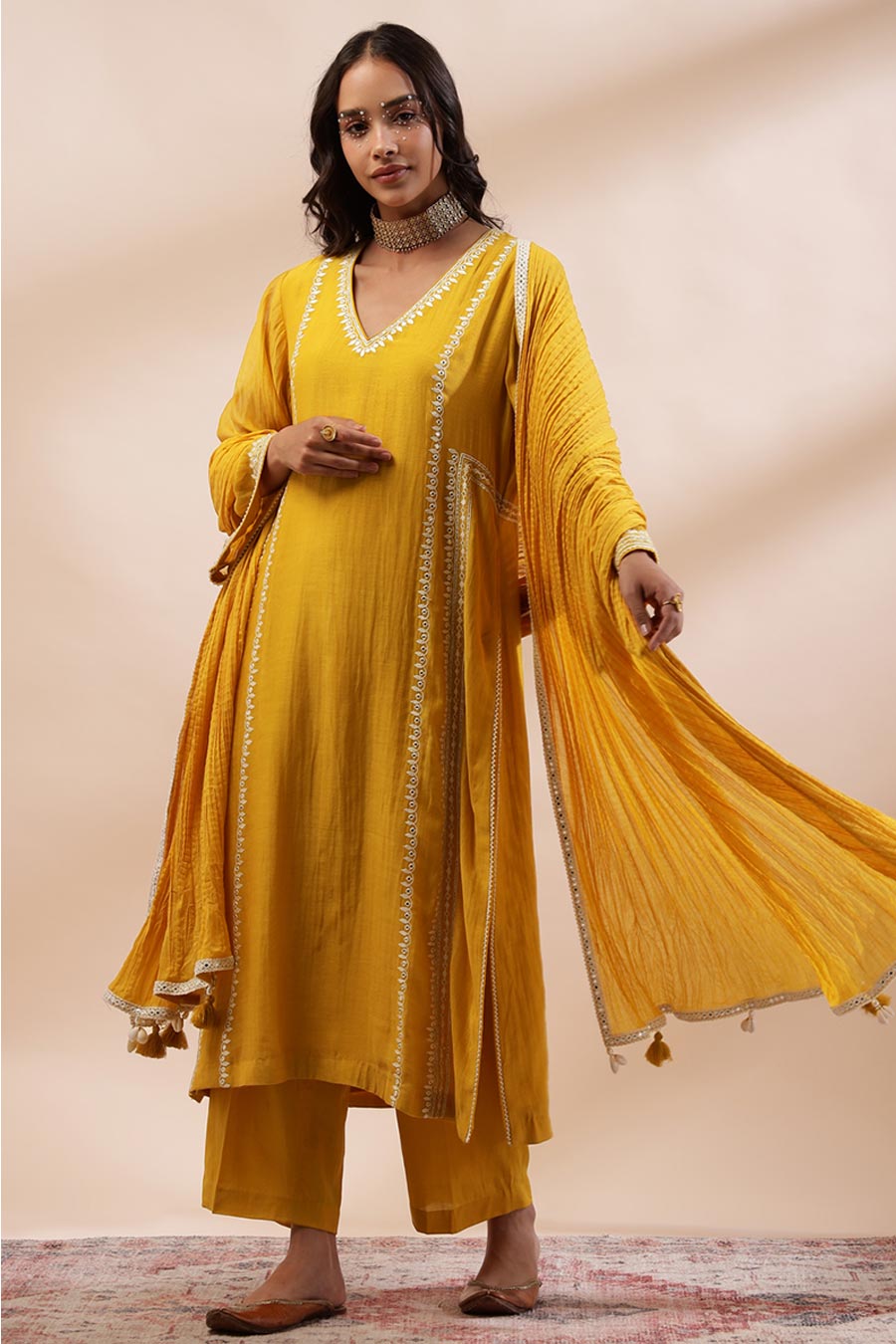 Mustard Mayra Embroidered Kurta Set