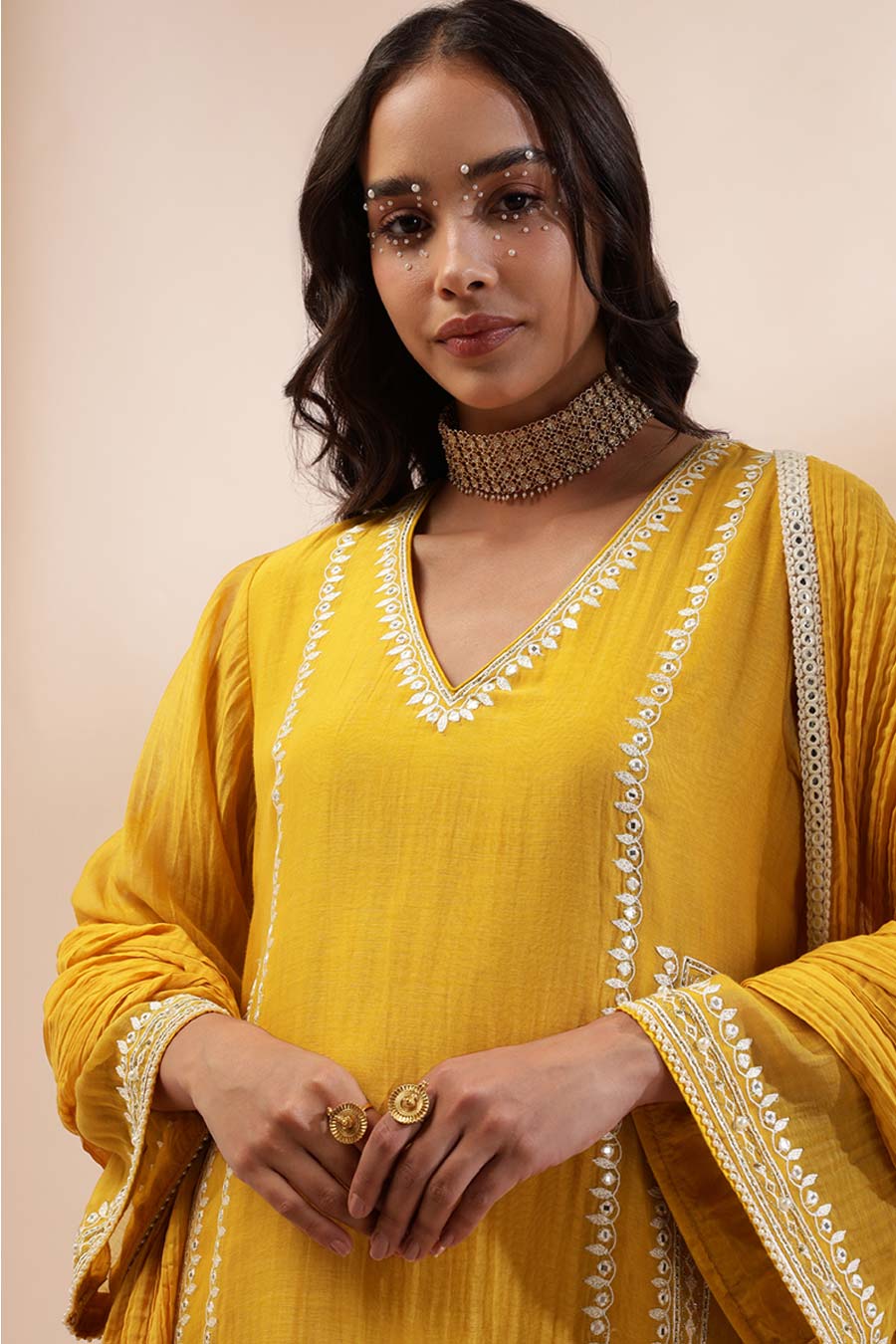 Mustard Mayra Embroidered Kurta Set