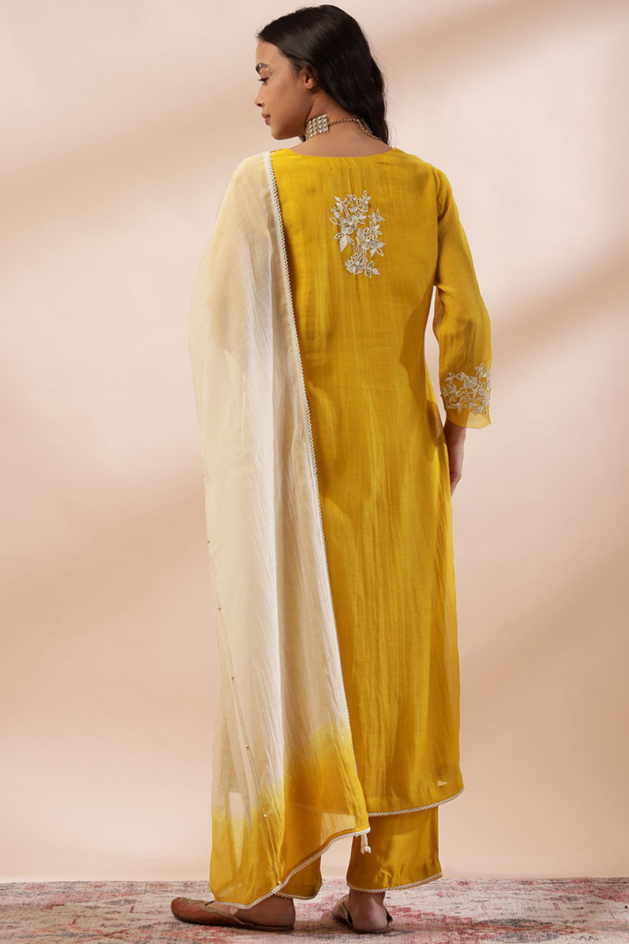 Mustard Zennat Embroidered Kurta Set