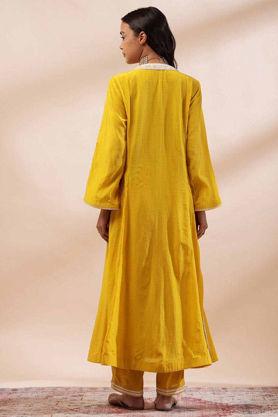 Mustard Afiya Embroidered Anarkali & Pant Set