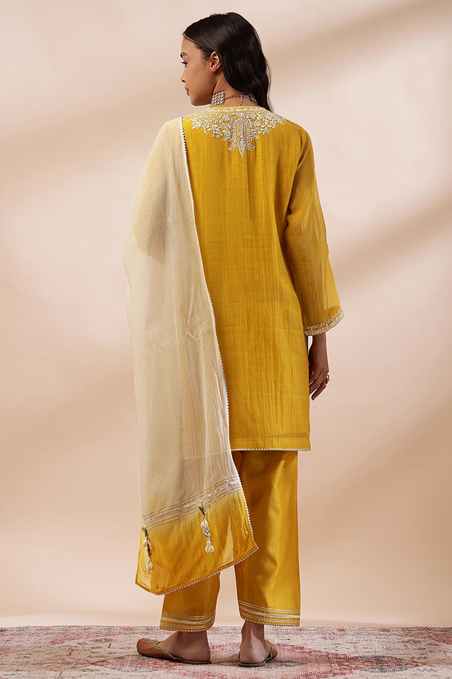 Mustard Noor Embroidered Kurta Set