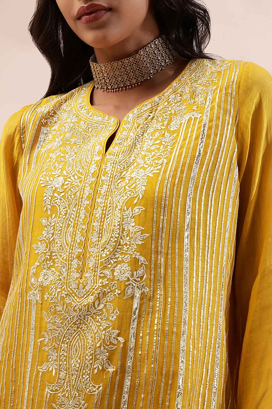 Mustard Noor Embroidered Kurta Set