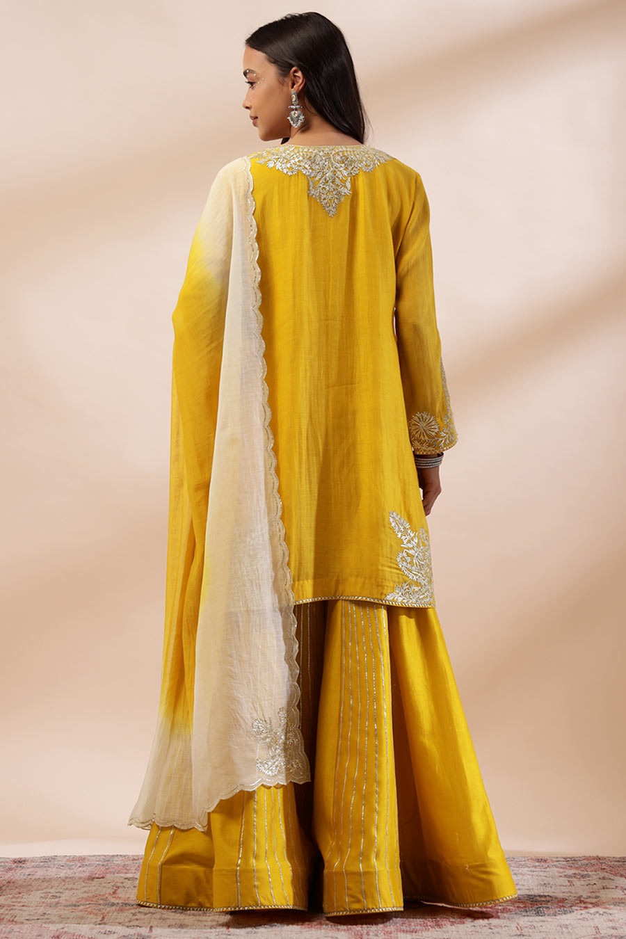 Mustard Afreen Embroidered Sharara Set