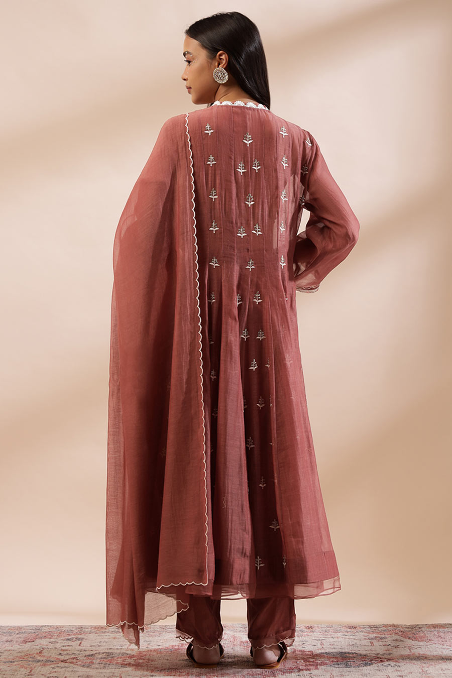 Brown Blossia Embroidered Angrakha Set