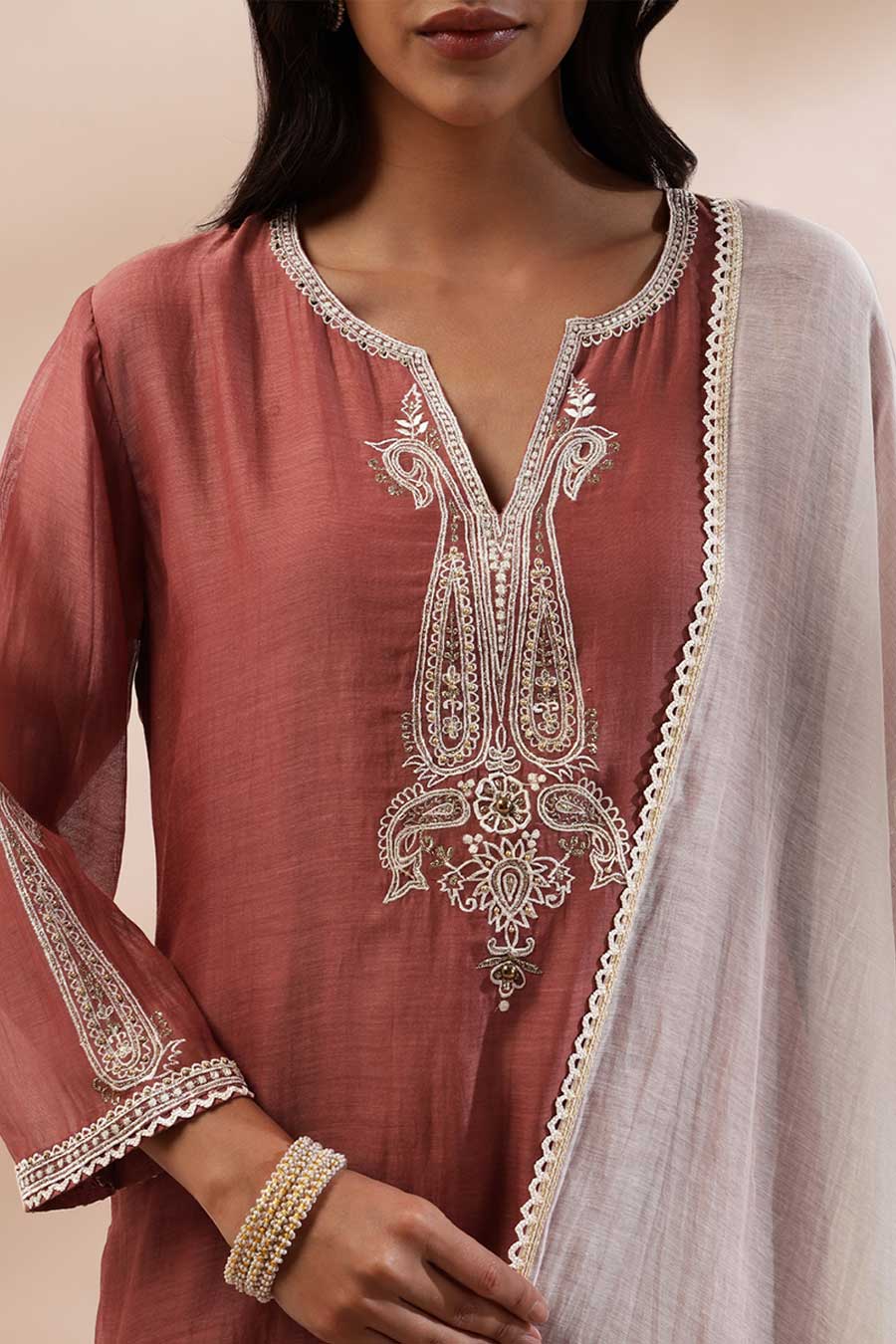 Brown Nyra Embroidered Kurta Set