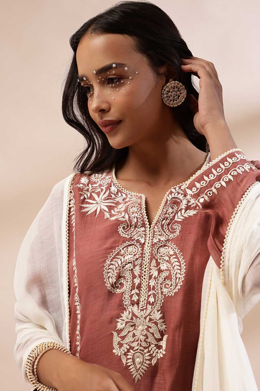 Brown Amaya Embroidered Kurta Set