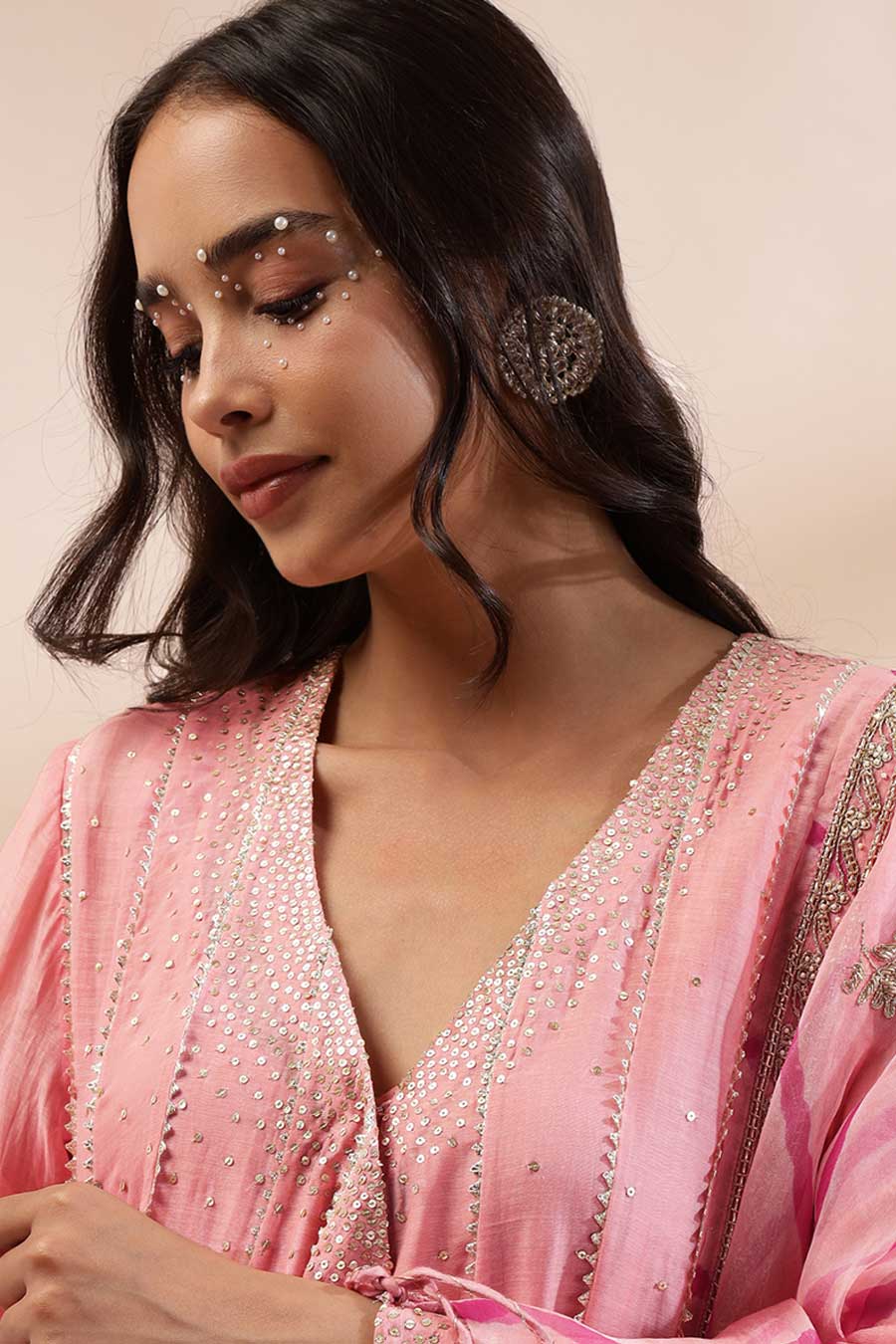 Pink Gulnaz Embroidered Angrakha Set