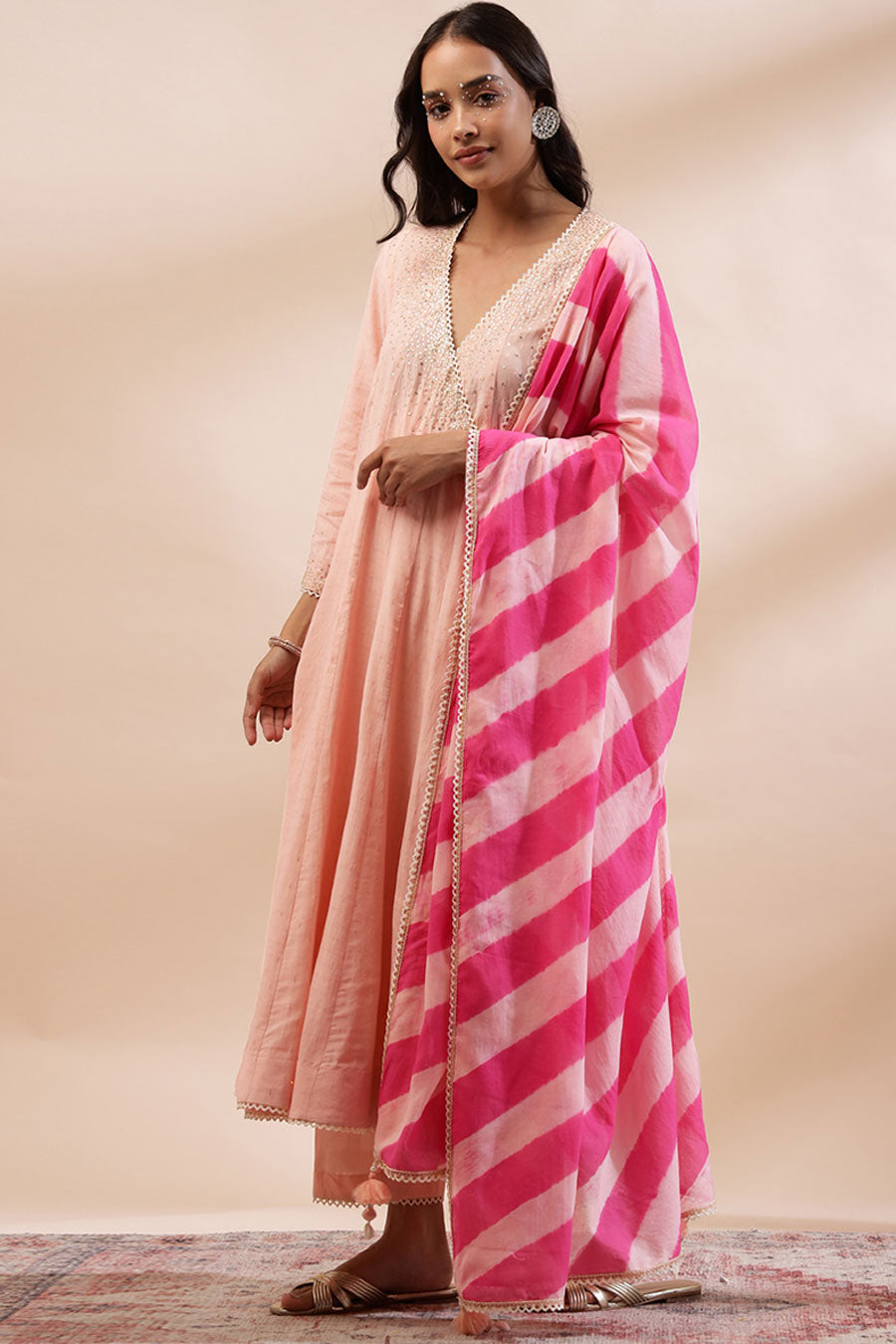 Peach Maysa Embroidered Angrakha Set