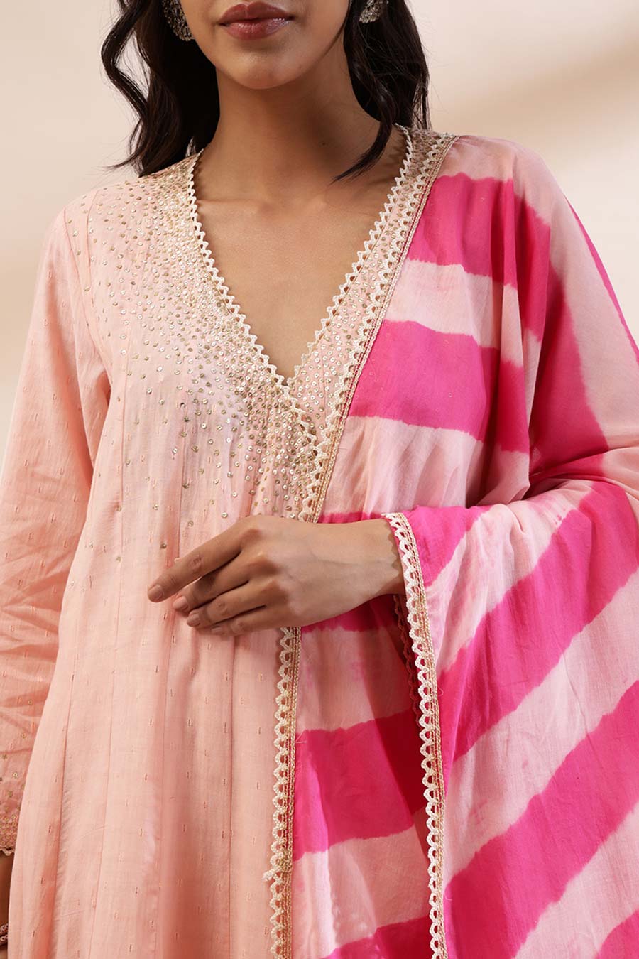Peach Maysa Embroidered Angrakha Set