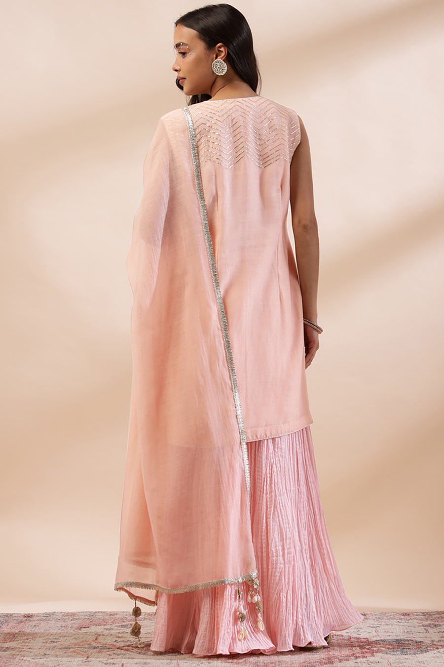 Peach Pink Zyra Embroidered Kurta Set
