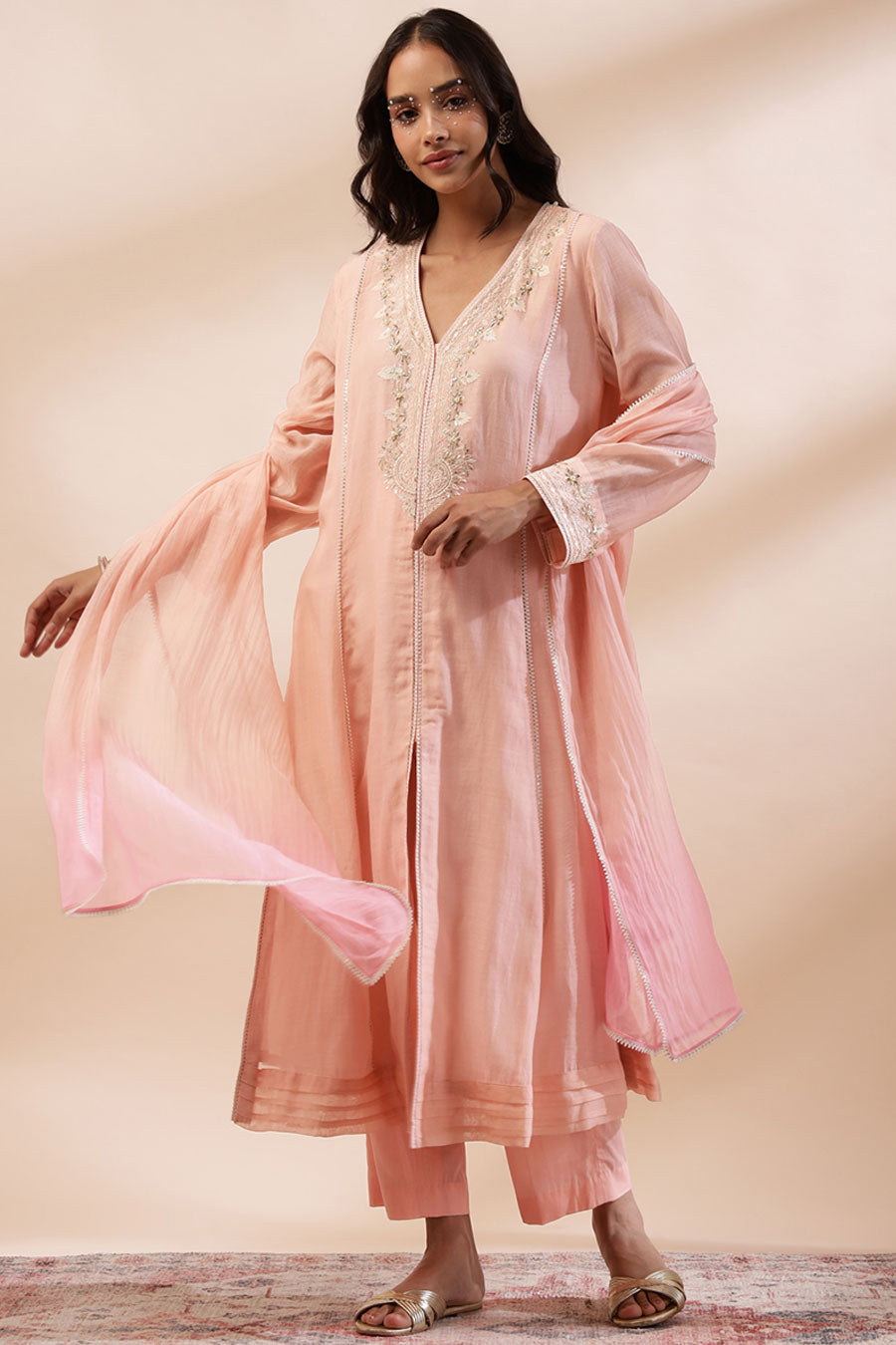 Blush Pink Zainab Embroidered Kurta Set
