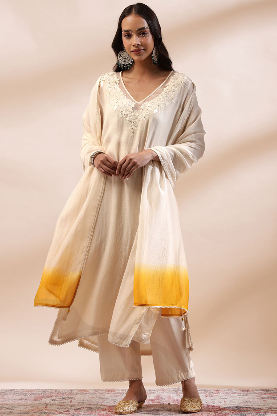 Ivory Zennat Embroidered Kurta Set