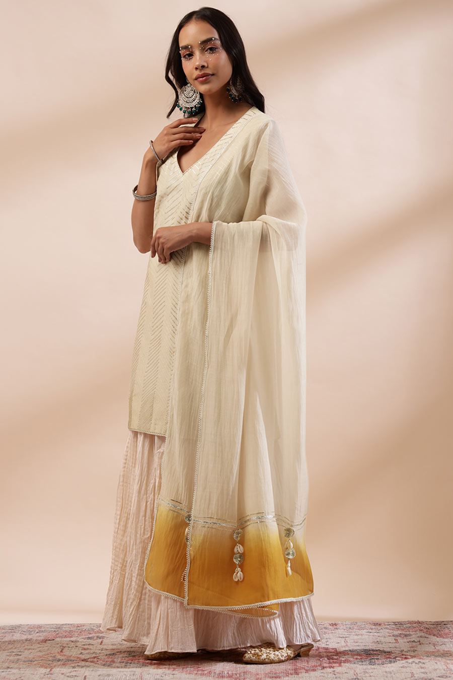 Ivory Zyra Embroidered Sharara Set