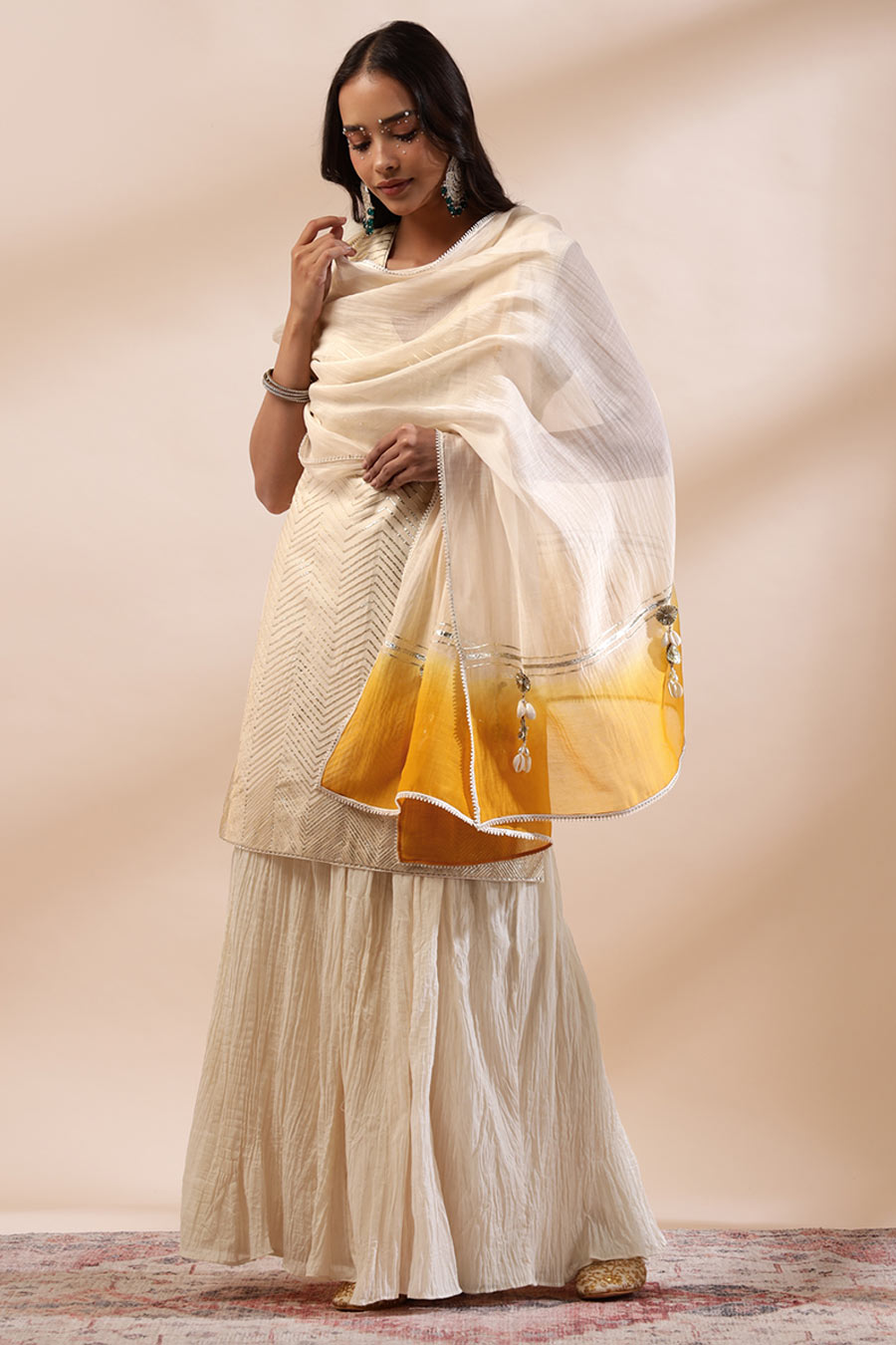 Ivory Zyra Embroidered Sharara Set