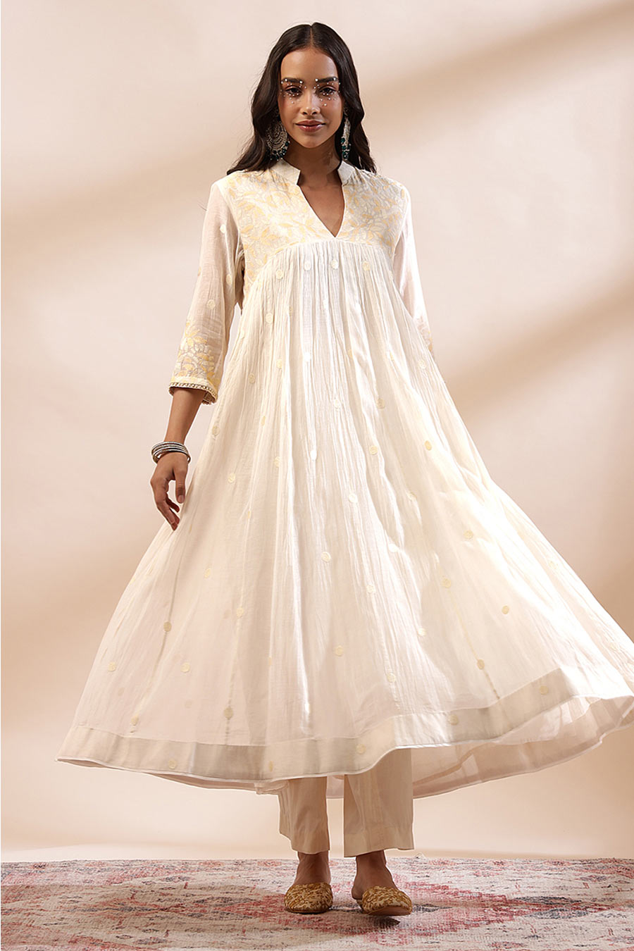 Ivory Maysa Embroidered Anarkali & Pant Set
