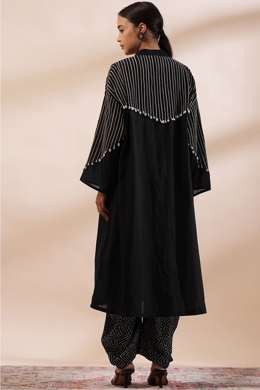 Black Sirienna Embroidered Shirt Tunic & Pant Set