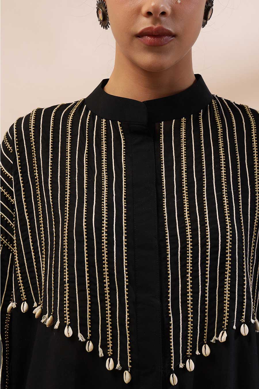 Black Sirienna Embroidered Shirt Tunic & Pant Set