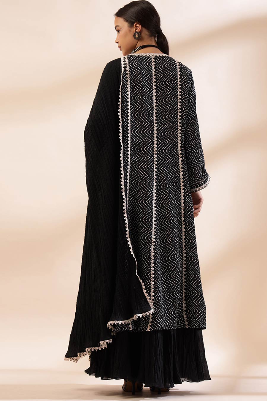 Black Velora Printed Sharara Set