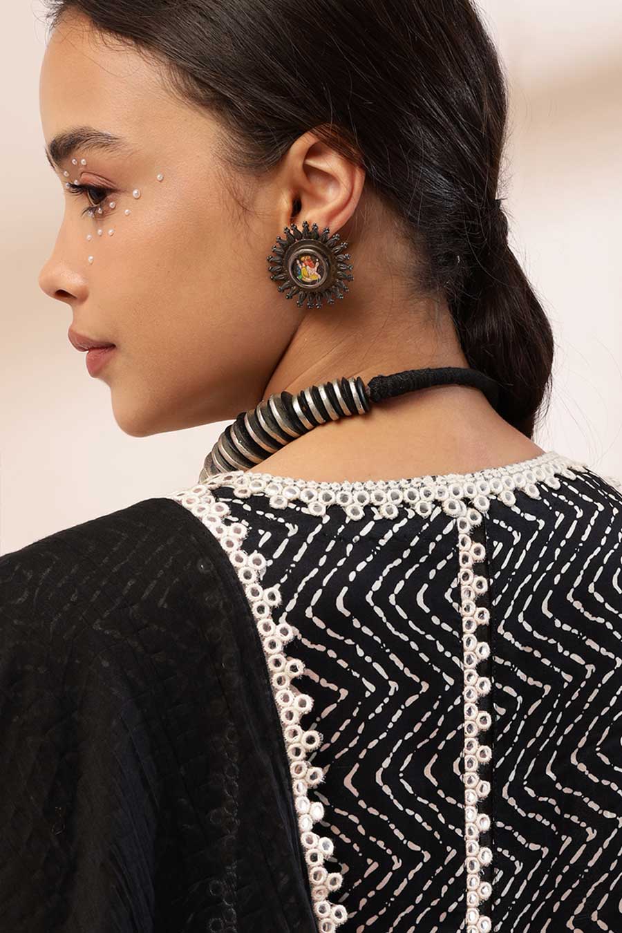 Black Velora Printed Sharara Set