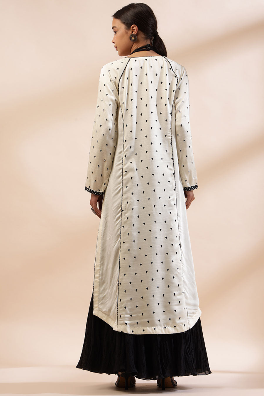 Ivory Juno Embroidered Kurta & Black Sharara Set