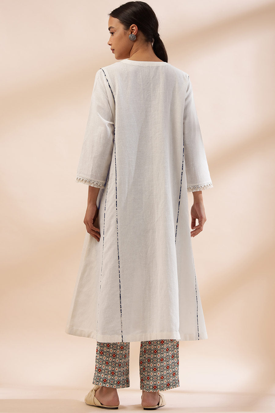Ivory Luna Applique Kurta & Printed Pant Set
