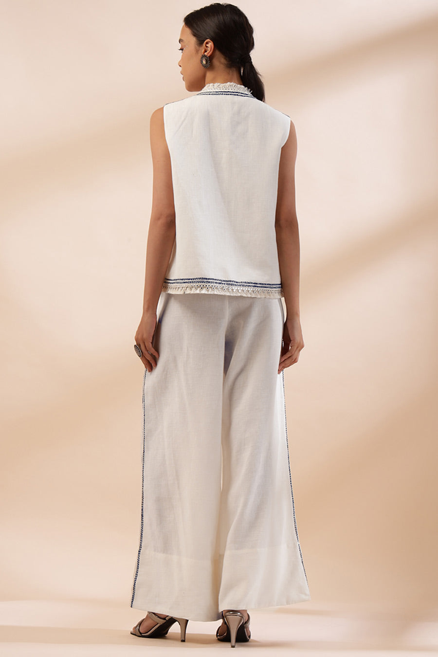 Ivory Luna Embroidered Top & Pant Co-Ord Set