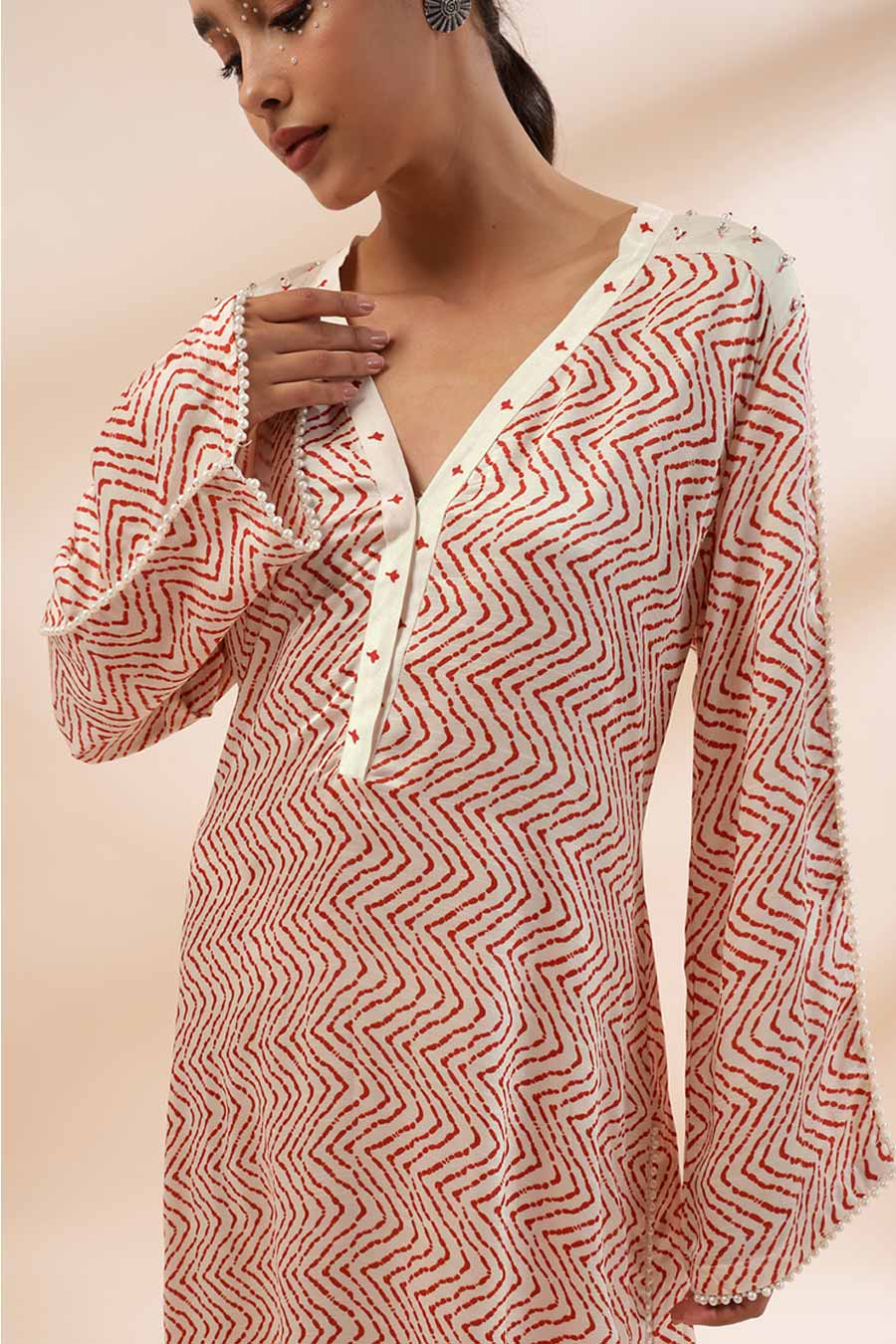 Ivory & Rust Zinna Printed Kurta & Pant Set