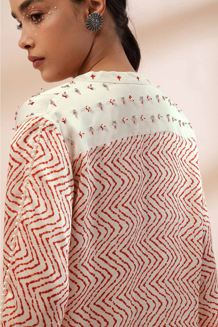 Ivory & Rust Zinna Printed Kurta & Pant Set