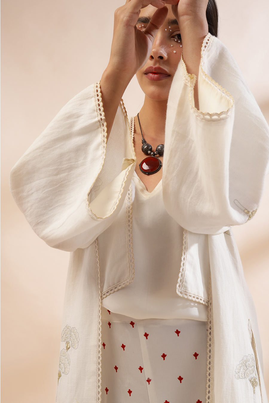 Ivory Camila Embroidered Jacket Co-Ord Set