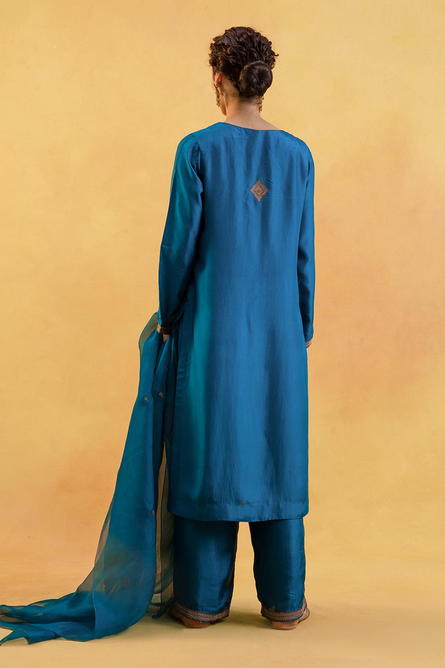 Blue Silk Embroidered Kurta Set