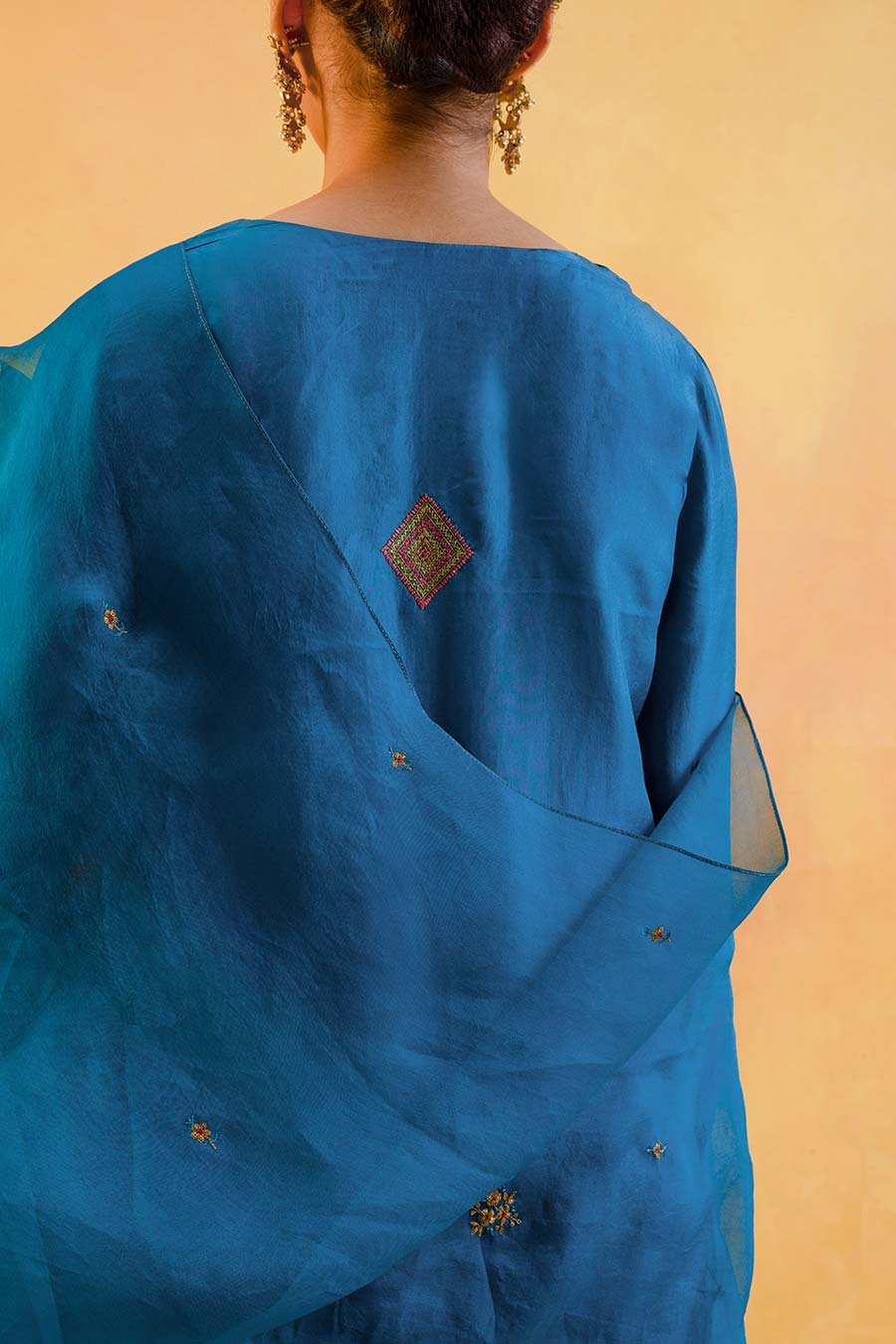 Blue Silk Embroidered Kurta Set