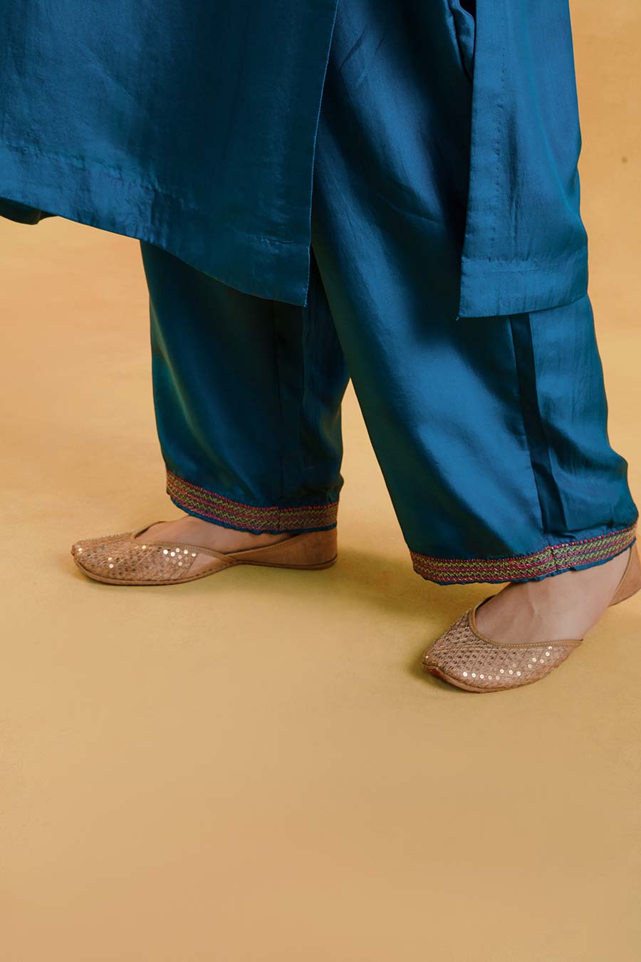 Blue Silk Embroidered Kurta Set