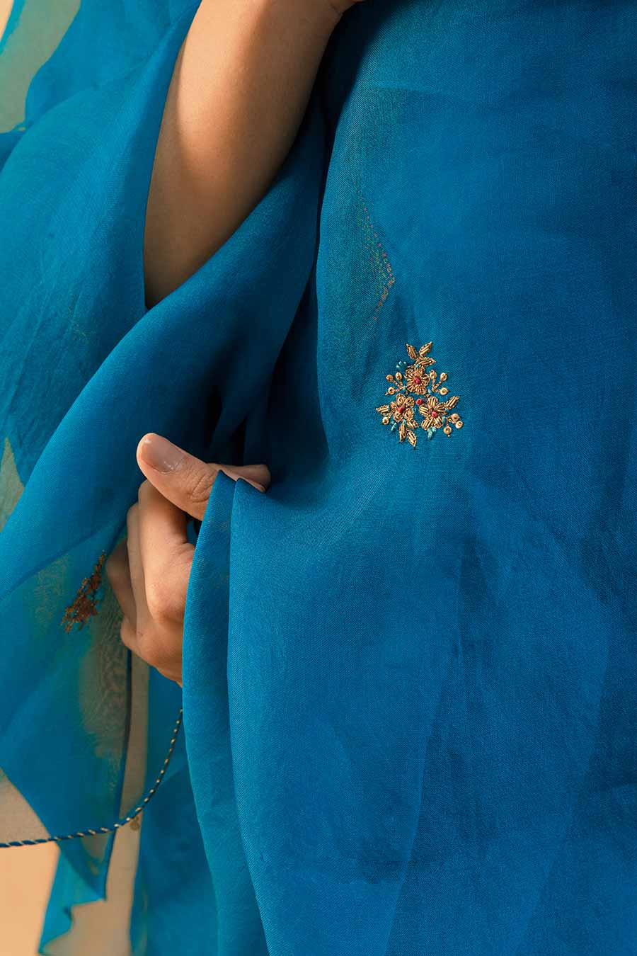 Blue Silk Embroidered Kurta Set