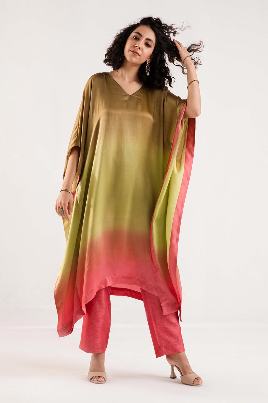 Green Ombre Kaftan & Pant Co-Ord Set