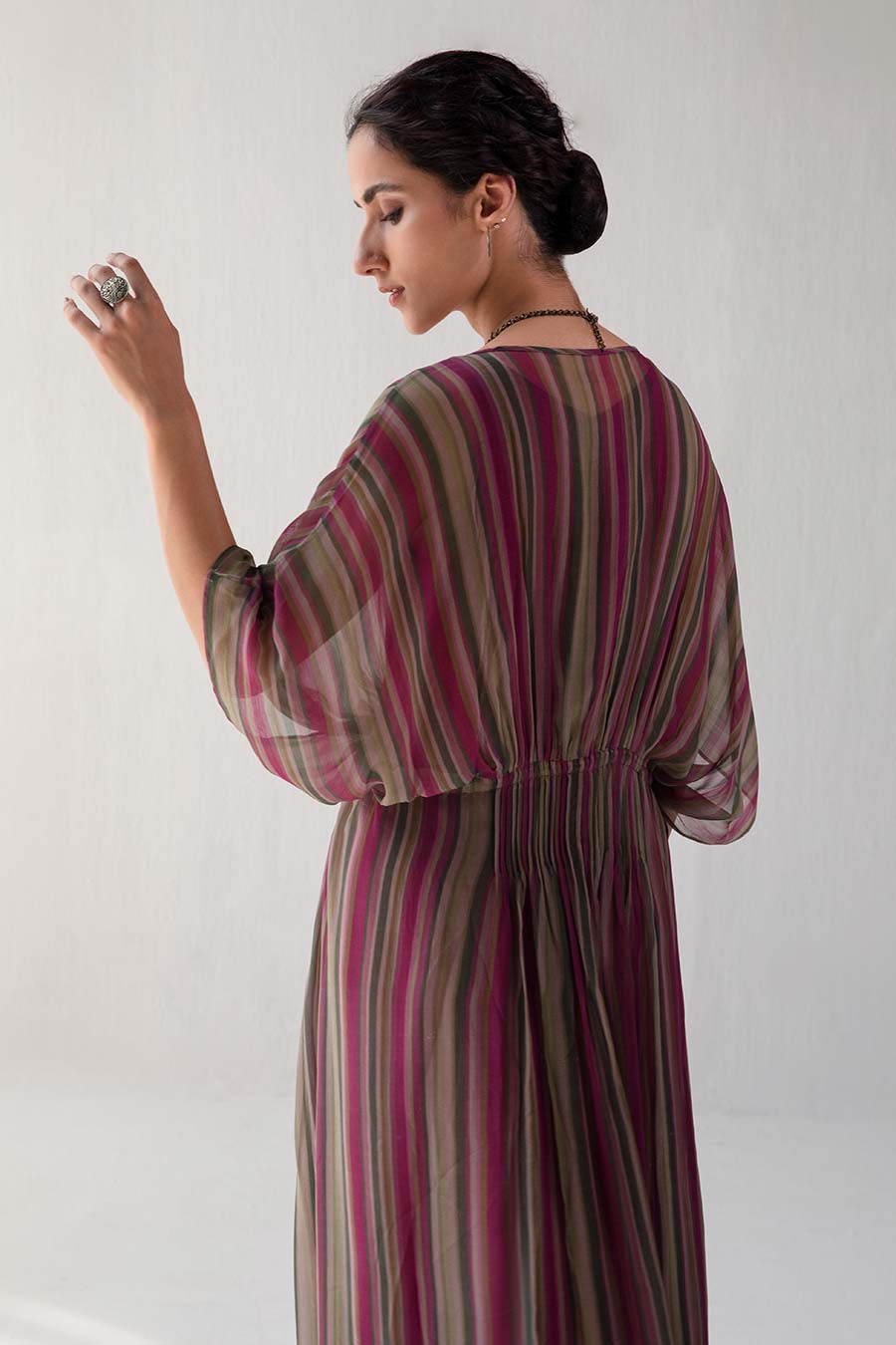 Multicolour Stripe Printed Kaftan Dress