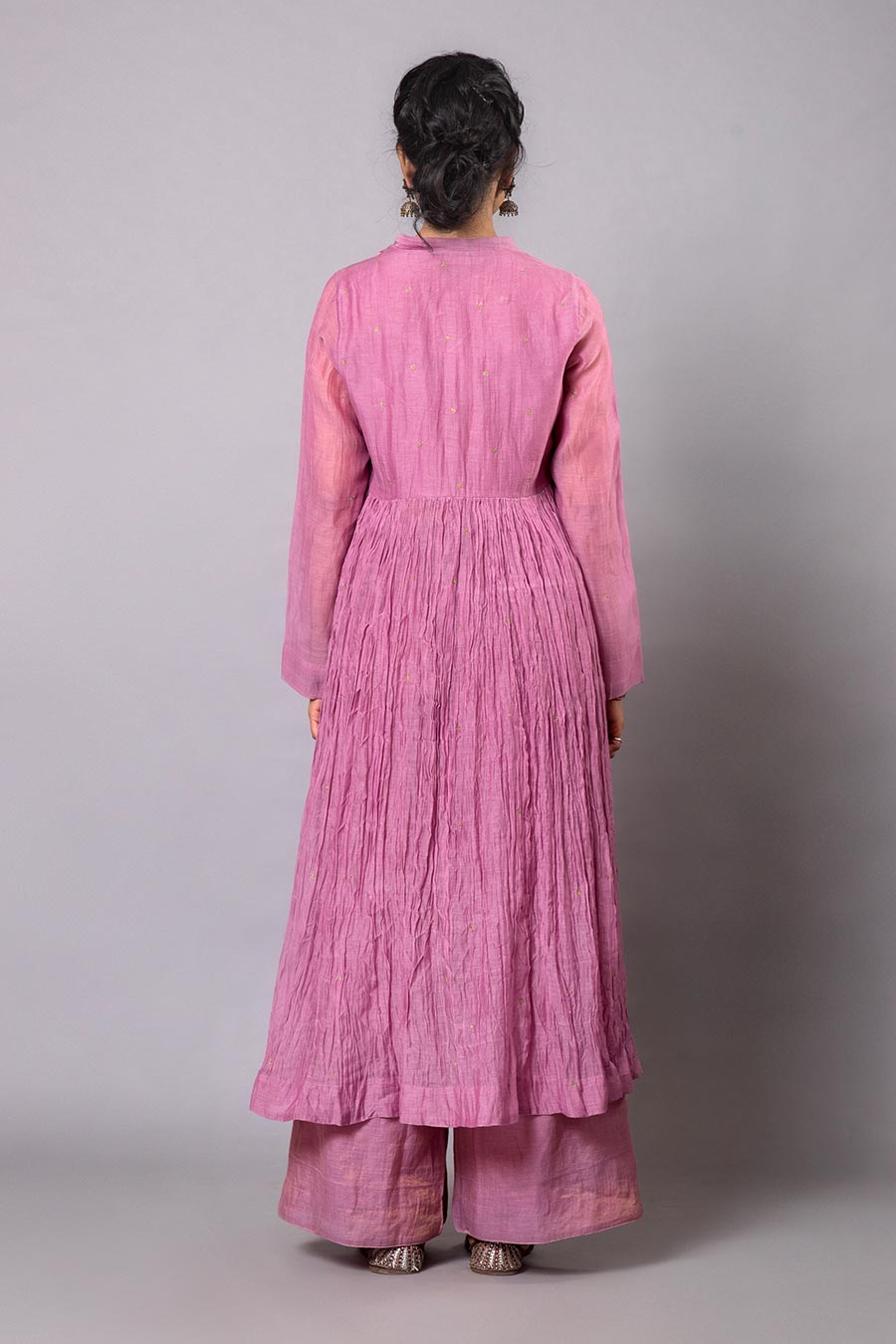 Lilac Embroidered Chanderi Kurta Set