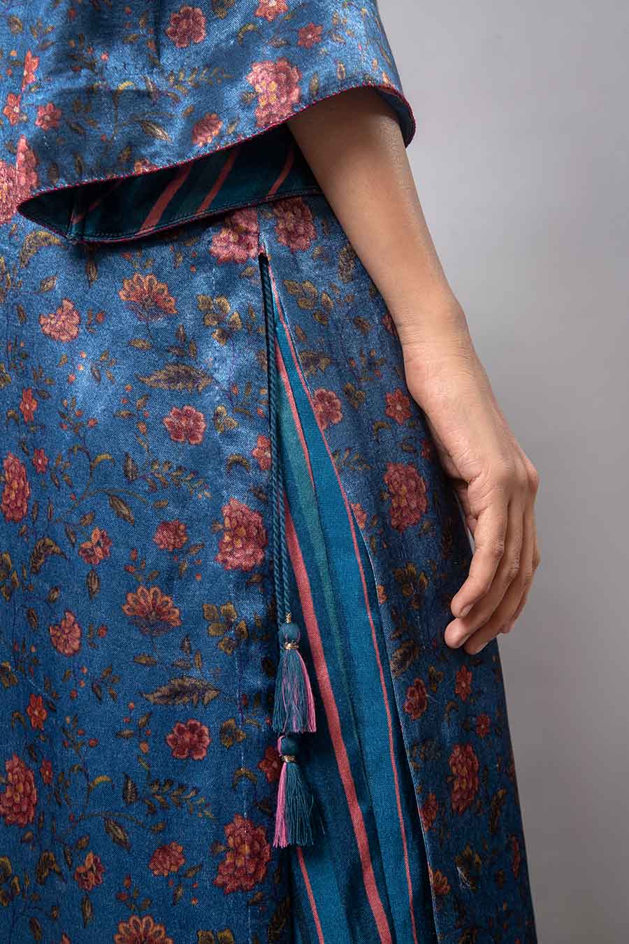 Blue Floral Print Kurta Set