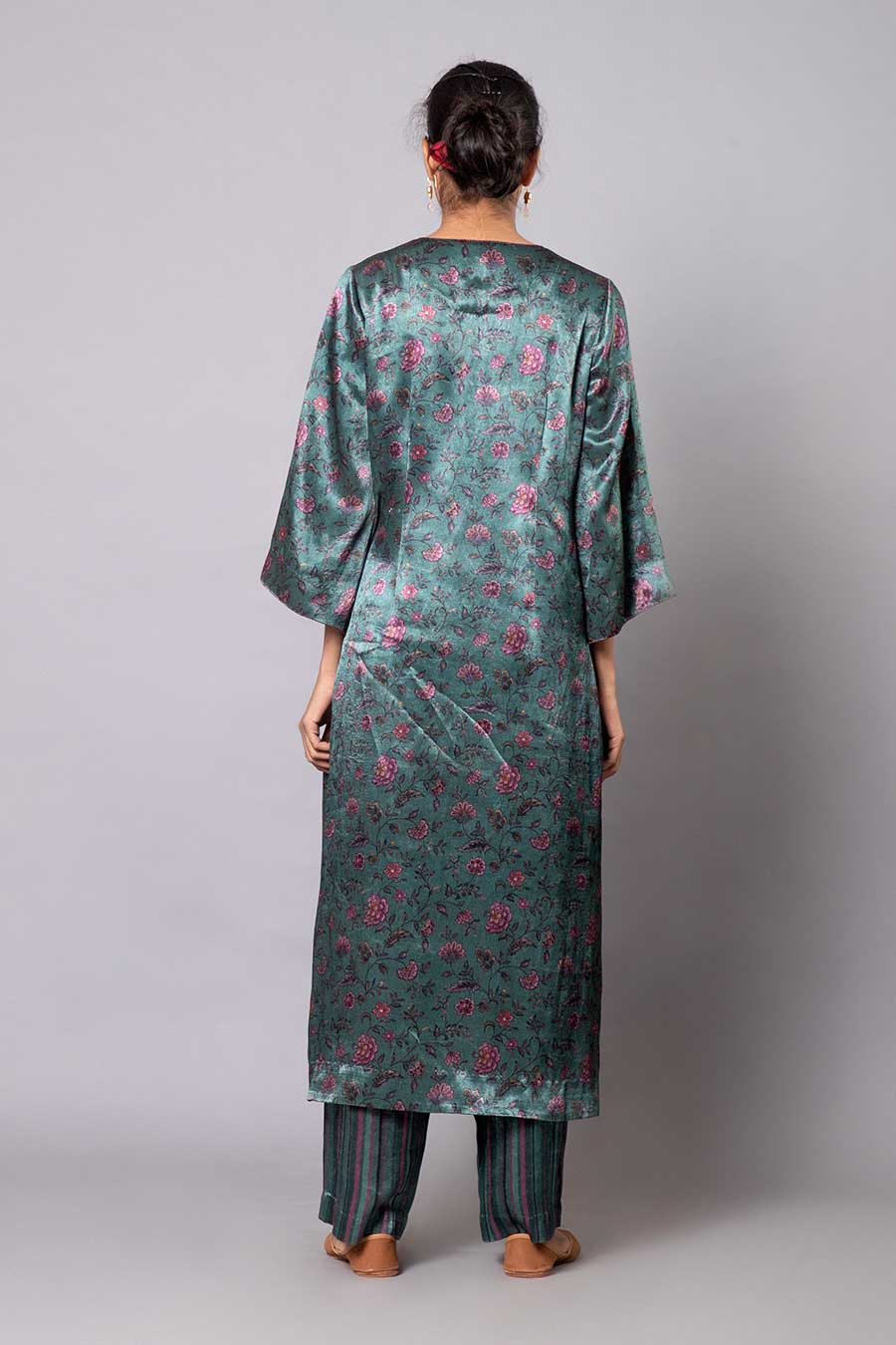 Green Floral Print Kurta Set