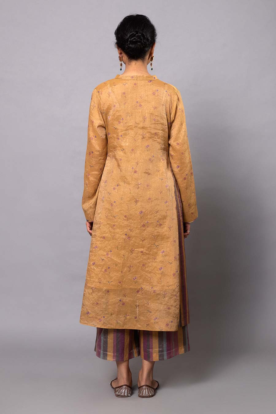 Yellow Printed Chanderi Kurta Set