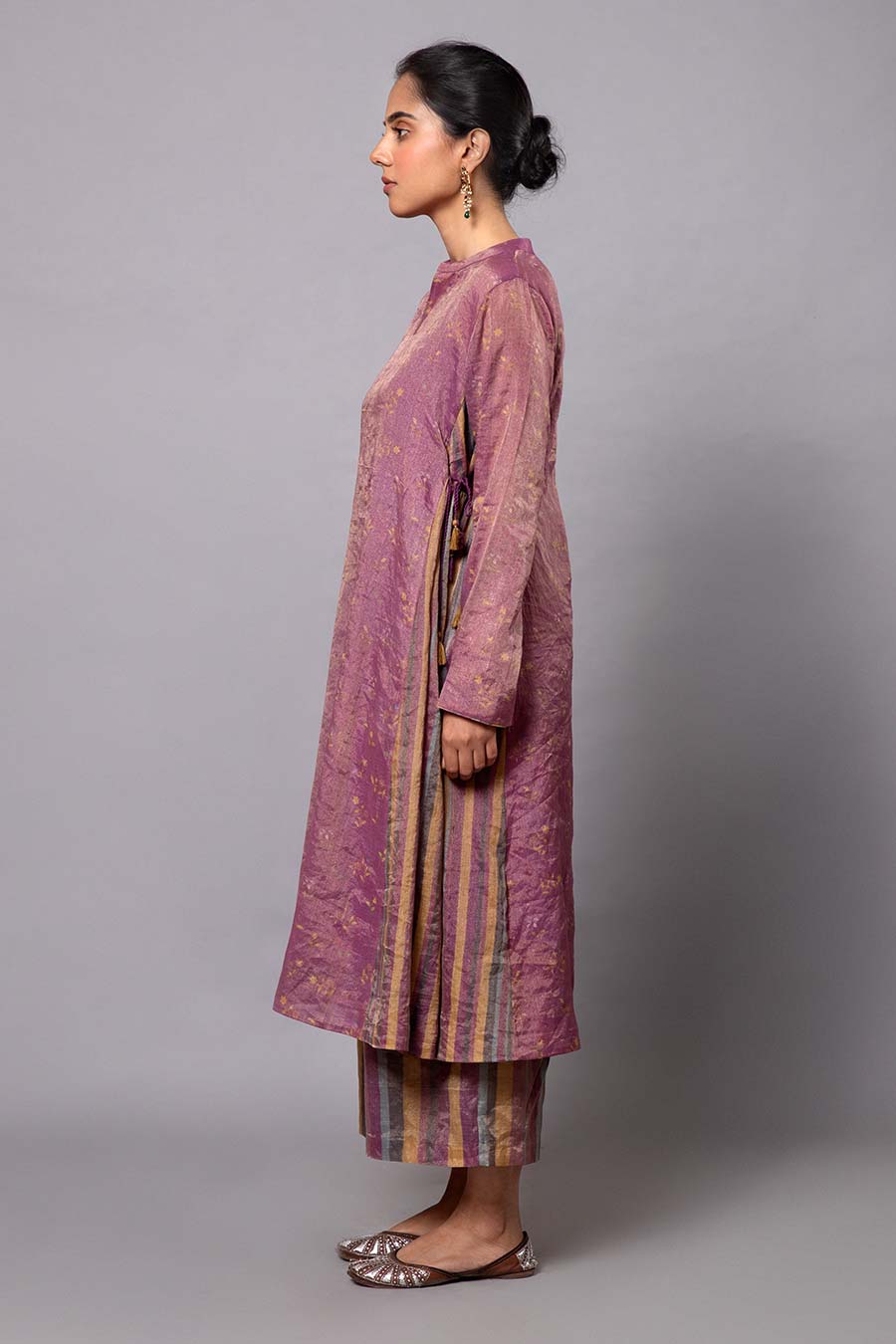 Pink Printed Chanderi Kurta Set