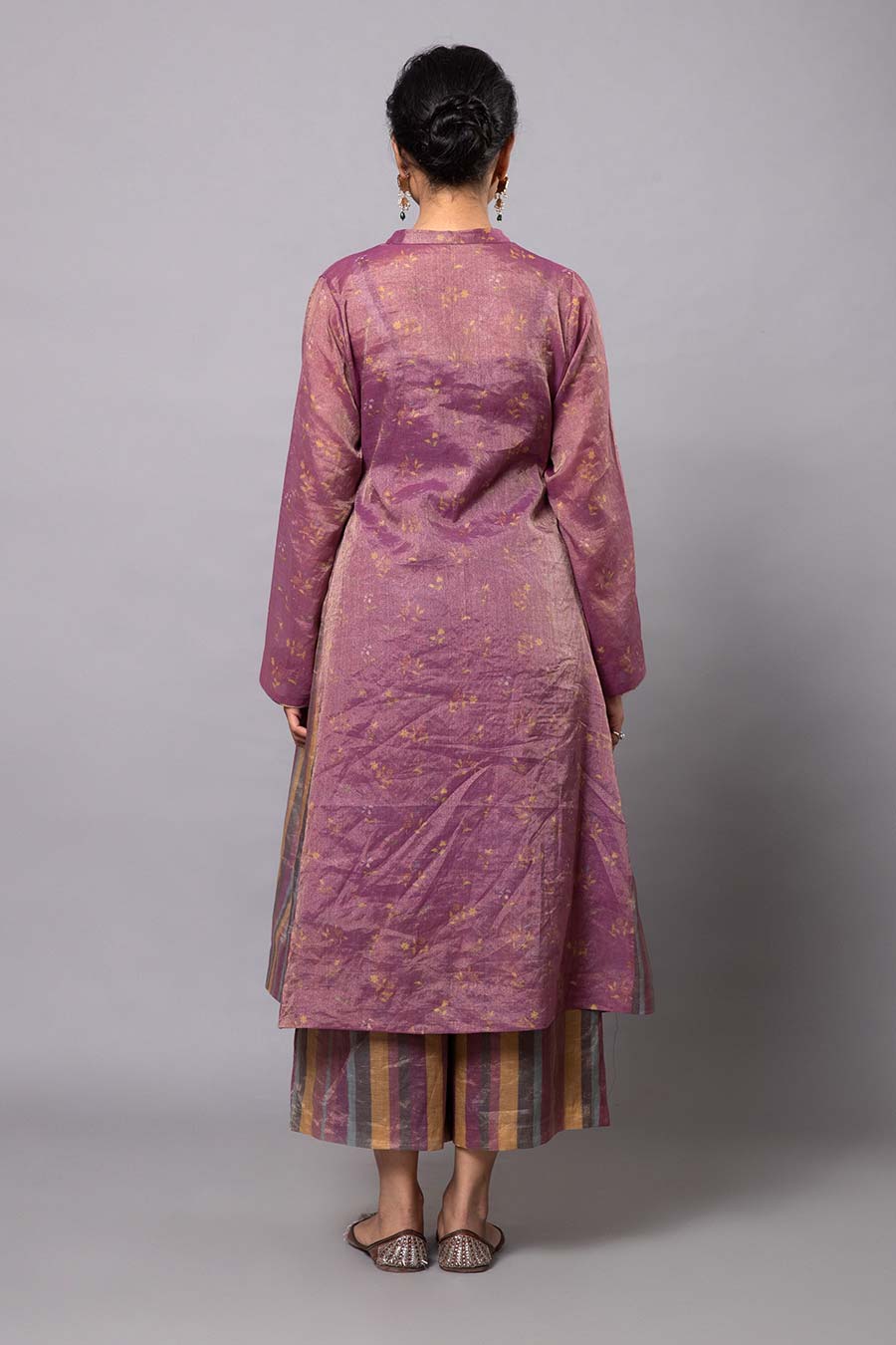 Pink Printed Chanderi Kurta Set