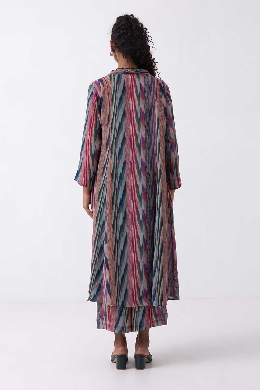 Multicolour Ikat Print Kurta Set