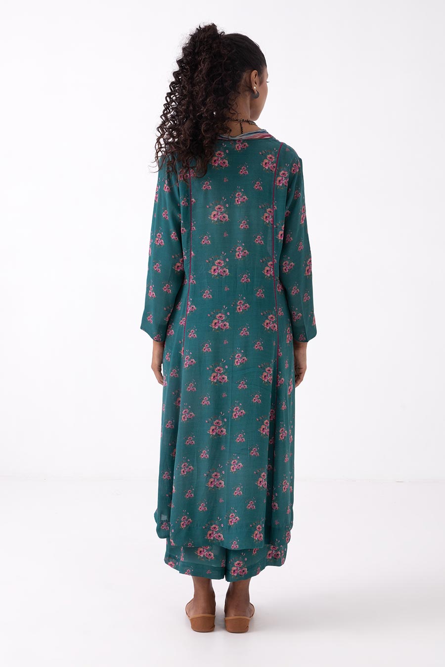 Green Floral Print Kurta Set