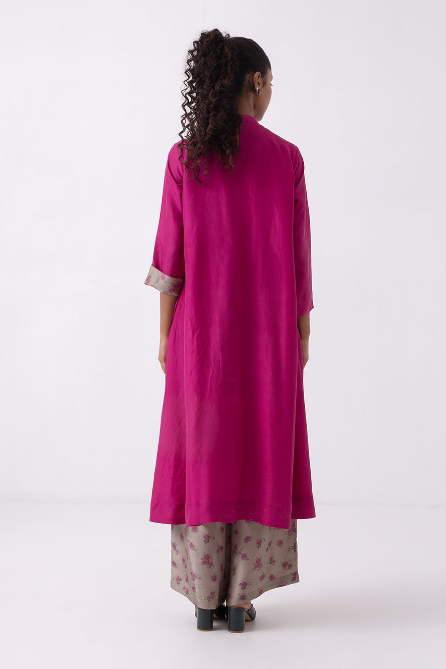 Magenta Pleated Kurta Set